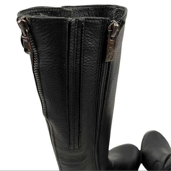 "DUO tall Demetre" Black Italian leather Moto boots with buckles Harley davidson - Picture 13 of 14